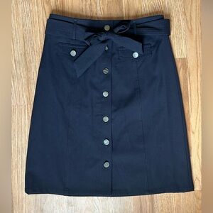 Talbots Navy Button-Front Midi Skirt